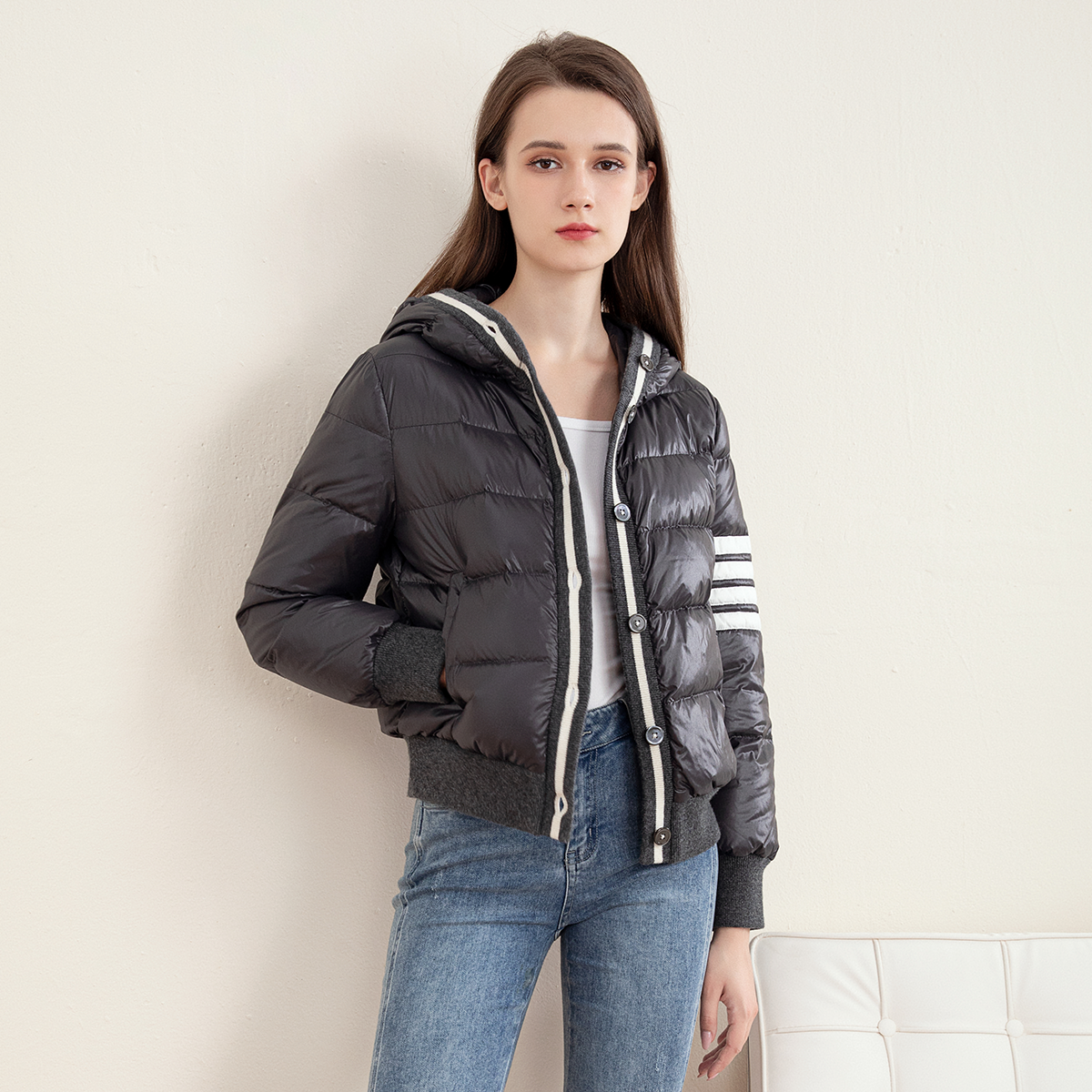 Y22-55 Casacos femininos de manga comprida de alta qualidade