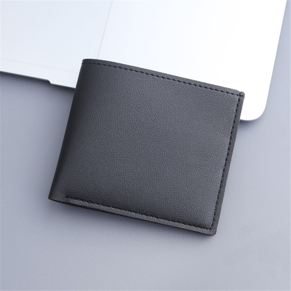 Fashion Men Short PU Leather Wallet Simple Solid Color Thin Male Credit Card Holder Small Money Purses Business Foldable Wallet