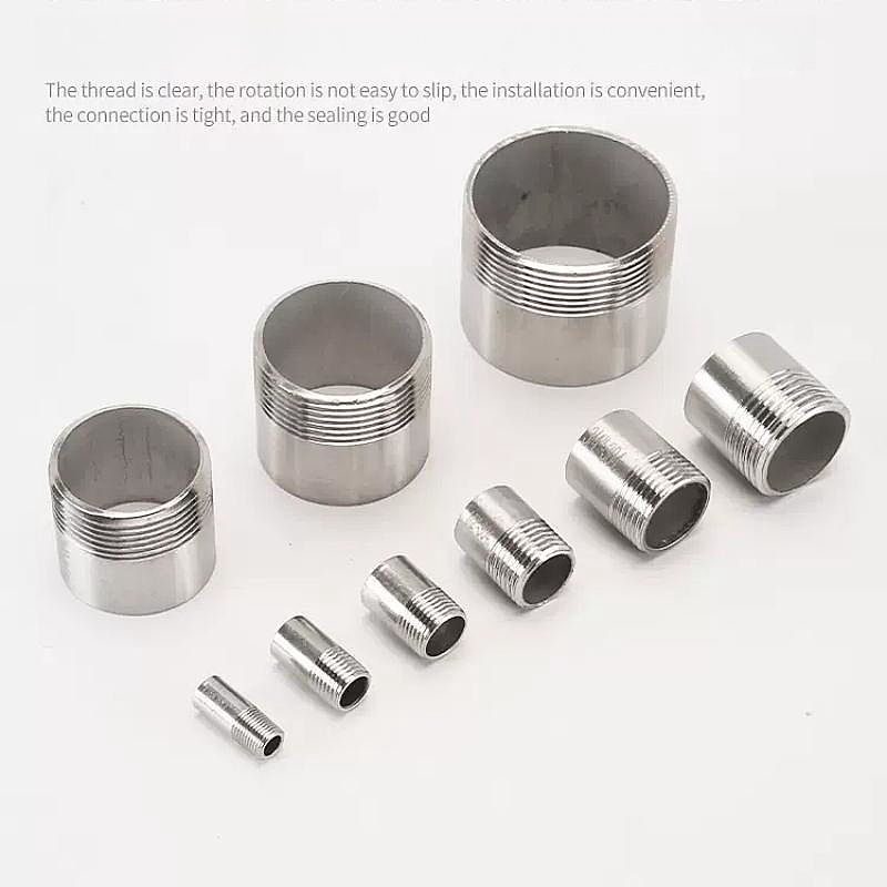 50/200 มม.ความยาว 1/8 "1/4" 3/8 "1/2" 3/4 "1" -2 " single-head ชายท่อเกลียวสแตนเลส SS304 Connector Adapter