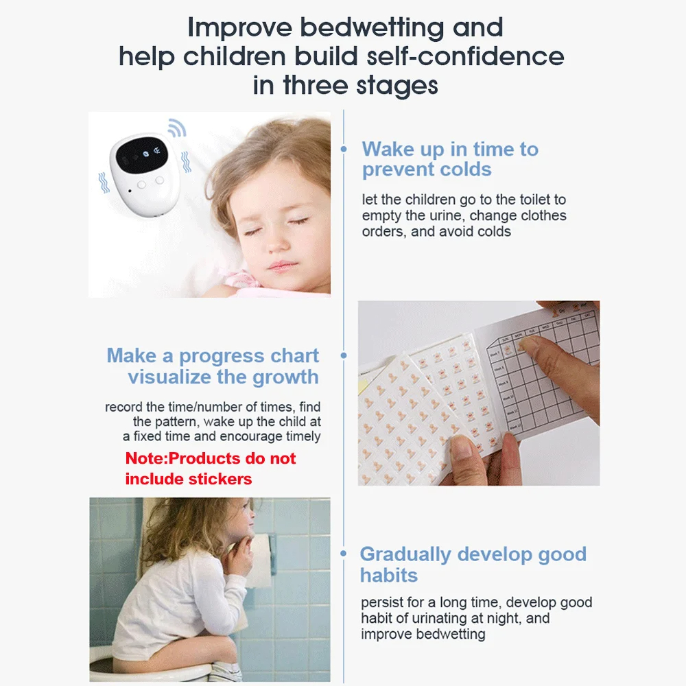 Alarma inalámbrica para enuresis, alarma para orinar con receptor para niños, Grils, niños, orinal, entrenamiento, cuidado de personas mayores, alcance de 10-20M, recordatorio de vibración