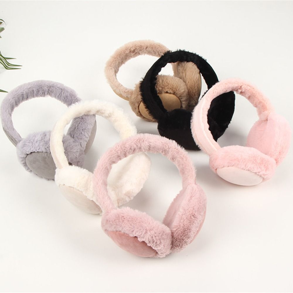 Orejeras plegables de felpa suave para hombres y mujeres, mullidas orejeras, calentador de oídos de moda, invierno cálido