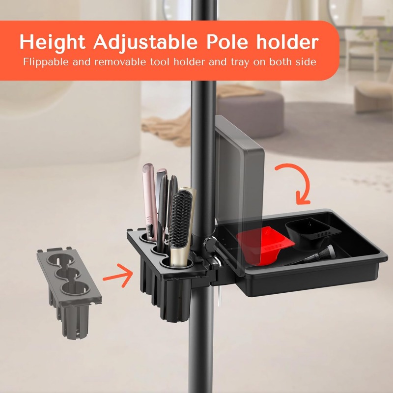 Salon Tray on Wheels, Hairstylist Rolling Carts with Wheels and Drawers, Hair Salon Cart with Tool Holder,