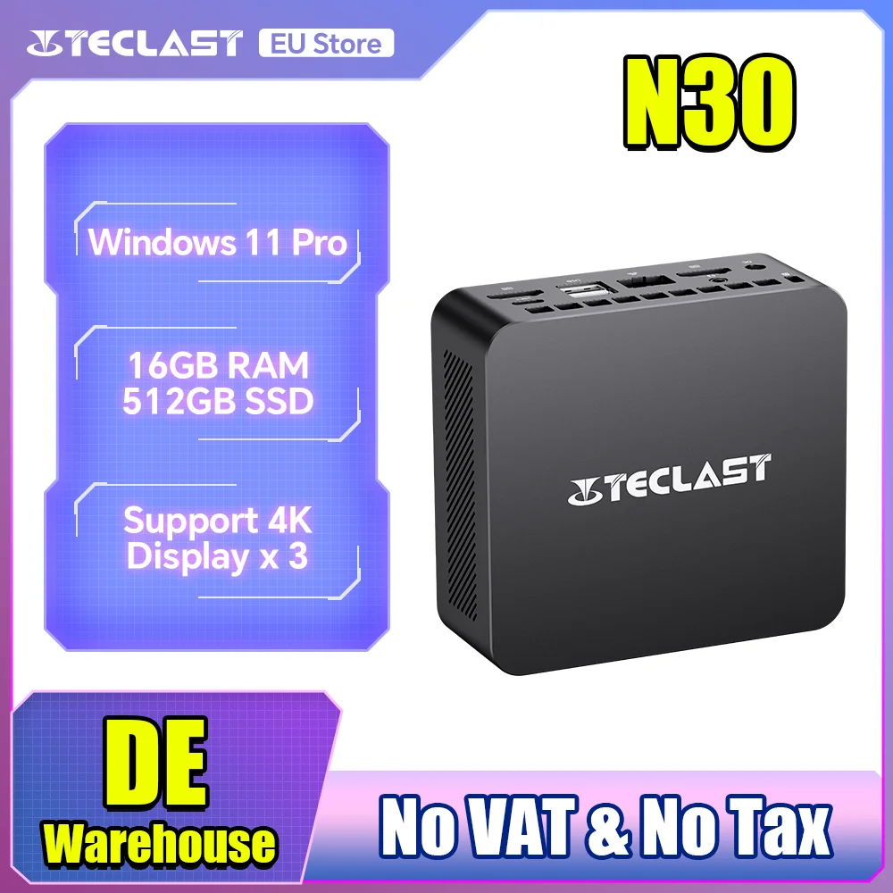 Teclast N30 Mini PC Windows 11 Pro Intel N150 16 GB RAM 512 GB SSD USB3.2x3 Obsługa wyświetlacza 4Kx3 HDMIx2 Komputer stacjonarny typu C