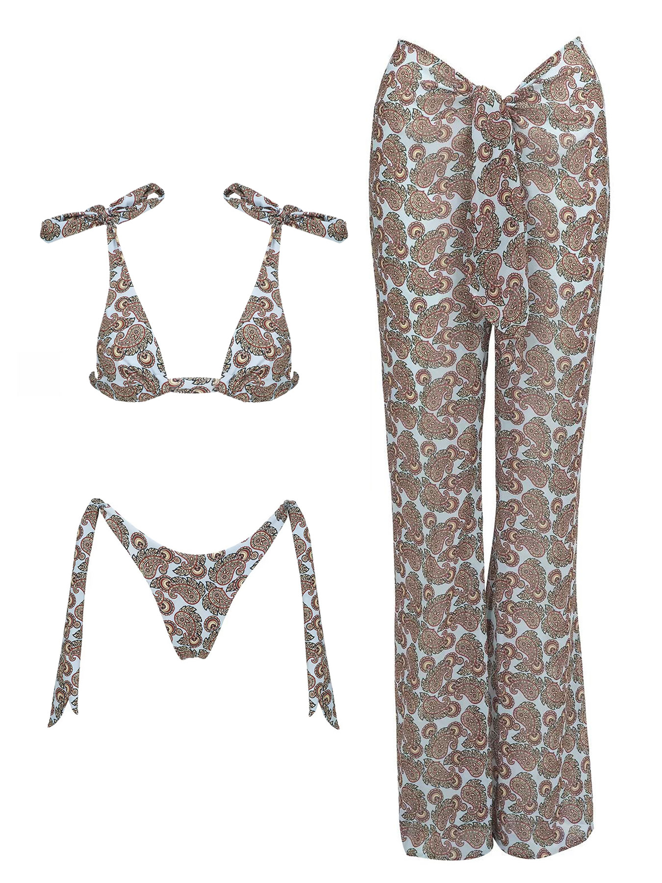 2025, modisches Boho-Chic-Bikini-Set mit einzigartigem Paisley-Design, perfekt für Strandkleidung und Poolpartys, Sommerausflüge