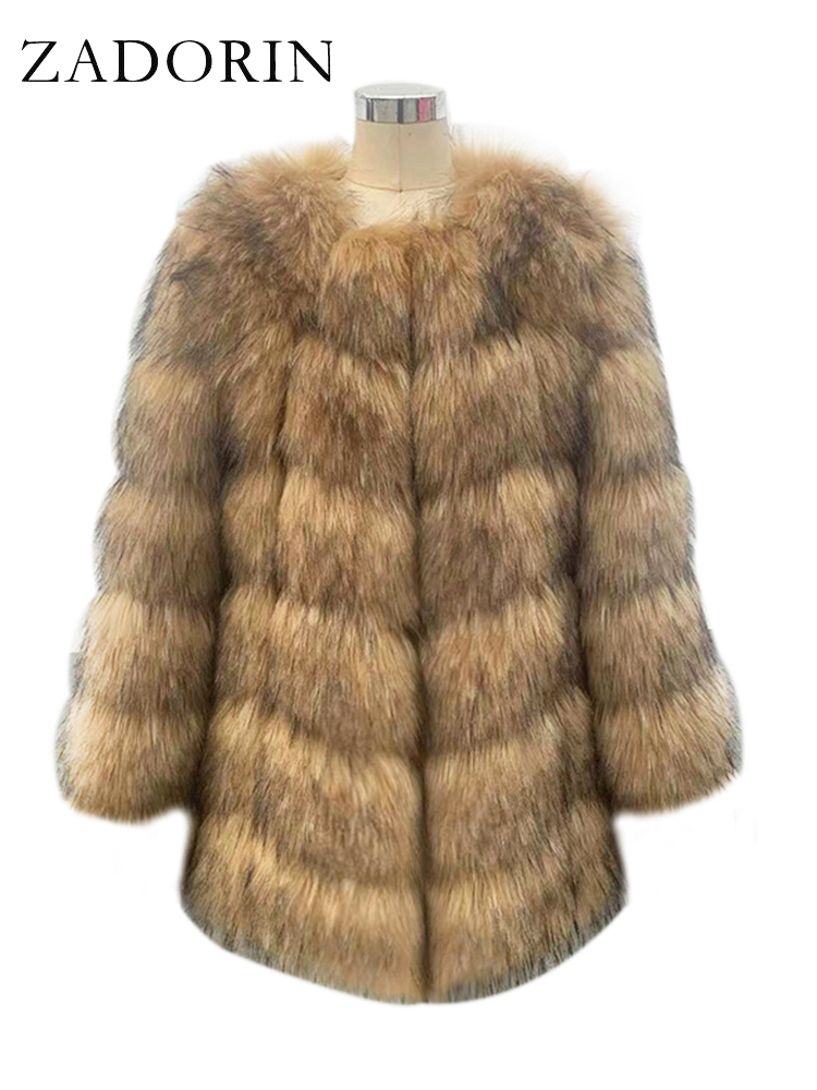 Zadorin-女性用の長いフェイクファーコート,厚くて暖かい,ふわふわの毛皮のジャケット,コート,新しい冬のファッション