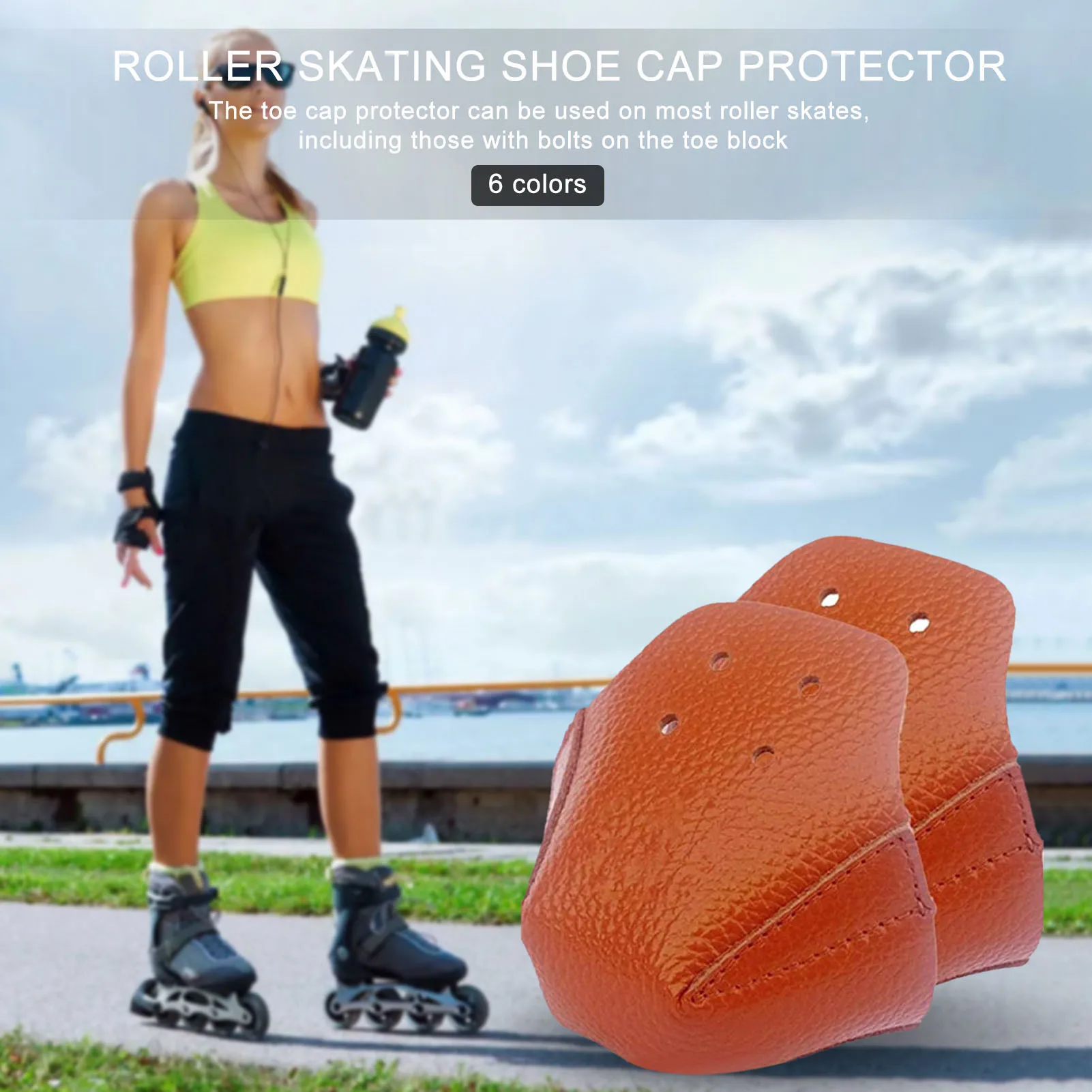 1 PC Roller Skates Guards Protectors Lychee Pattern Leather Skates Protector