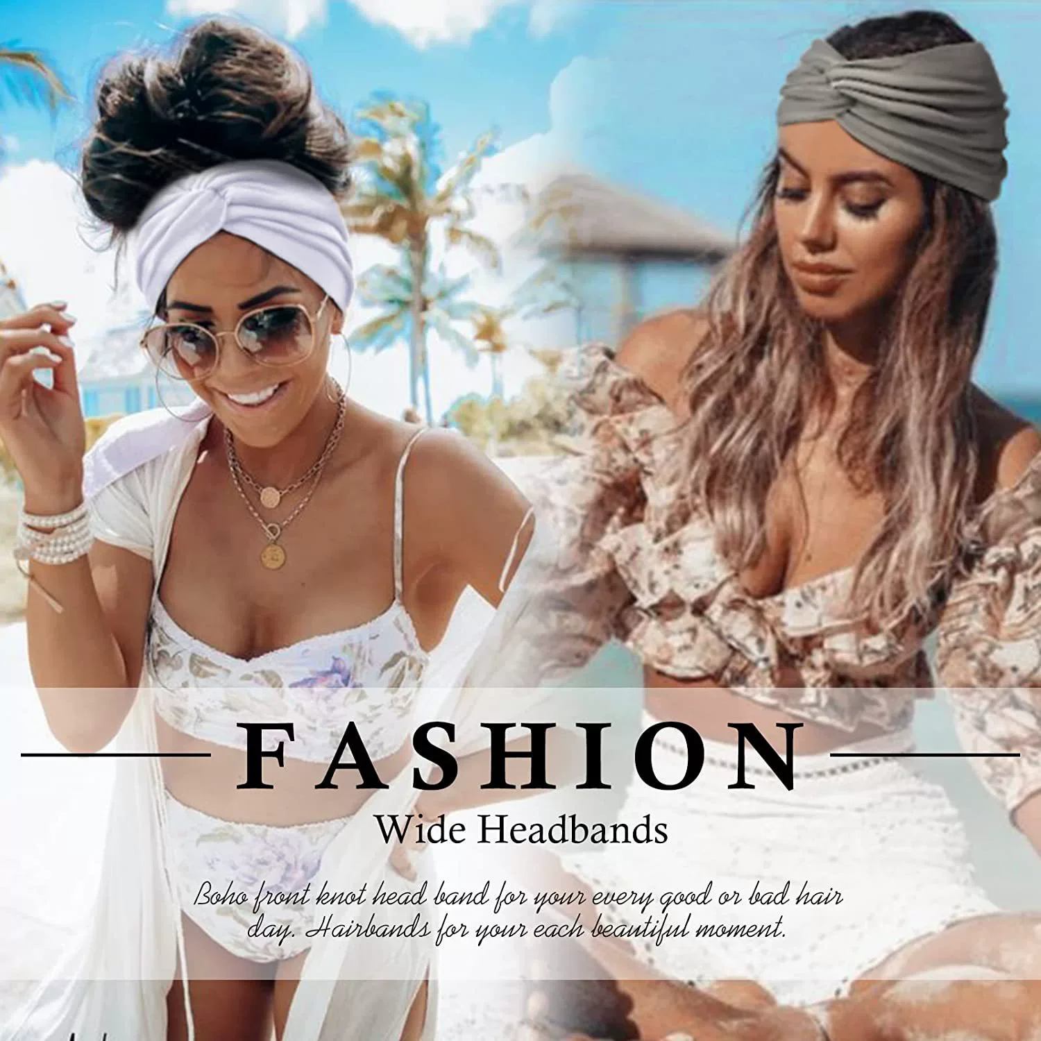 1 peça/4 peças de tiaras largas para mulheres, faixas de cabeça boho, envoltórios de cabeça de treino, elásticos sem deslizamento