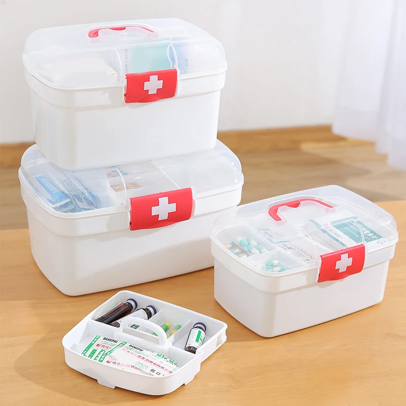 Große Kapazität Medizin Veranstalter Lager behälter Familie Erste-Hilfe-Brust tragbare Notfall-Kit-Box
