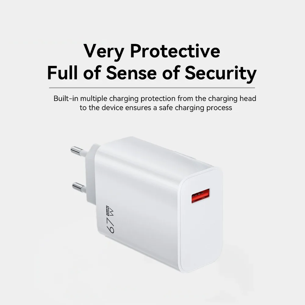 Total 67W GaN USB Charger Fast Charging Wall Phone Adapter 6A USB TypeC Cable Quick Charge 3.0 Plug For iPhone Samsung Xiaomi