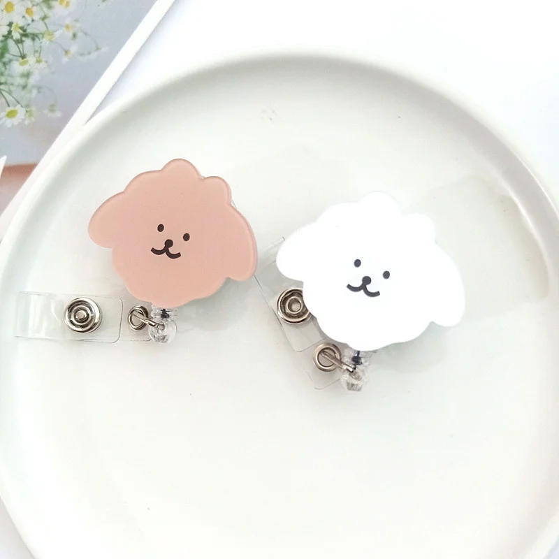 Acrylic Cute Cloud Shape Badge Holder Teacher Student Name Tag Clip Telescopic Rotating Id Buckle Badge Reel Clip Lanyard New