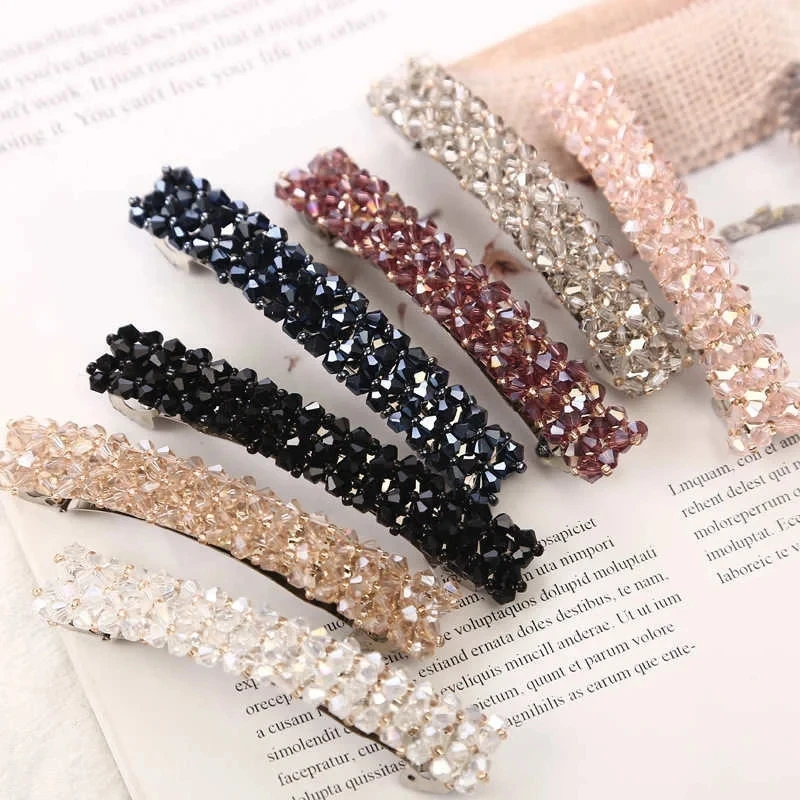 แฟชั่นคริสตัลฤดูใบไม้ผลิคลิปผม Pins Handmade ลูกปัดผม Barrettes สําหรับสาวแฟชั่นอุปกรณ์เสริมผม Headwear