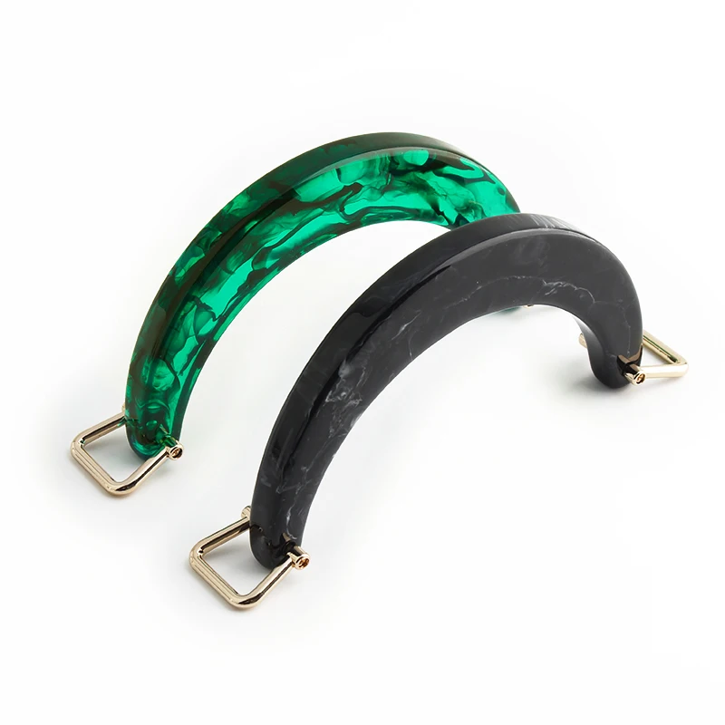 Semi-circular acrylic handle with square buckle Women's bag handle woven bag handle DIY handmade bag accessories green handle
