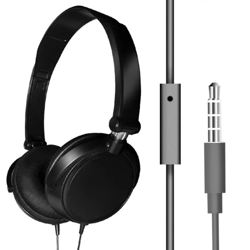 Fones de ouvido com fio 3 5mm baixo estéreo dobrável com microfone ajustável adequado para pc mp3 fones de ouvido móveis