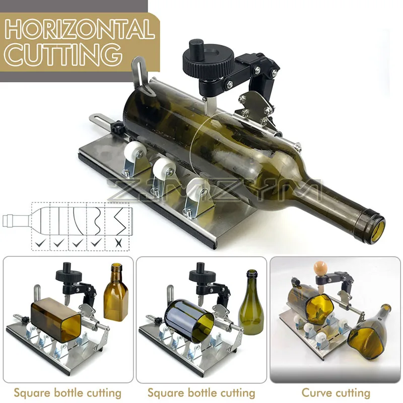 เครื่องตัดขวดแก้ว DIY เครื่องมือตัดกระจกสําหรับขวดกลมสี่เหลี่ยมและ Bottlenecks ที่วางขวดตัดกระจกเบียร์มืออาชีพ