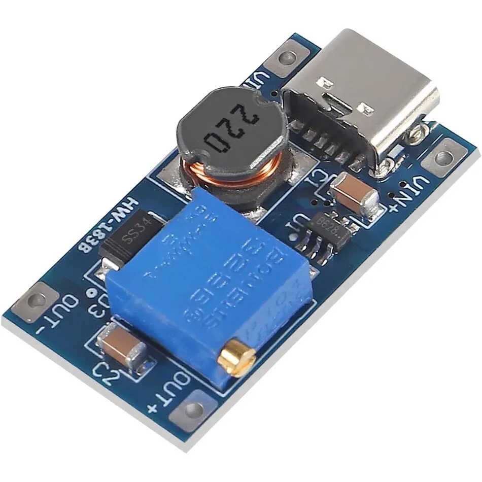 10 pces mt3608 ajustável step up módulo regulador de tensão micro usb tipo-c plug 2v-24v para 5v-28v 2a step-up DC-DC conversor de impulso