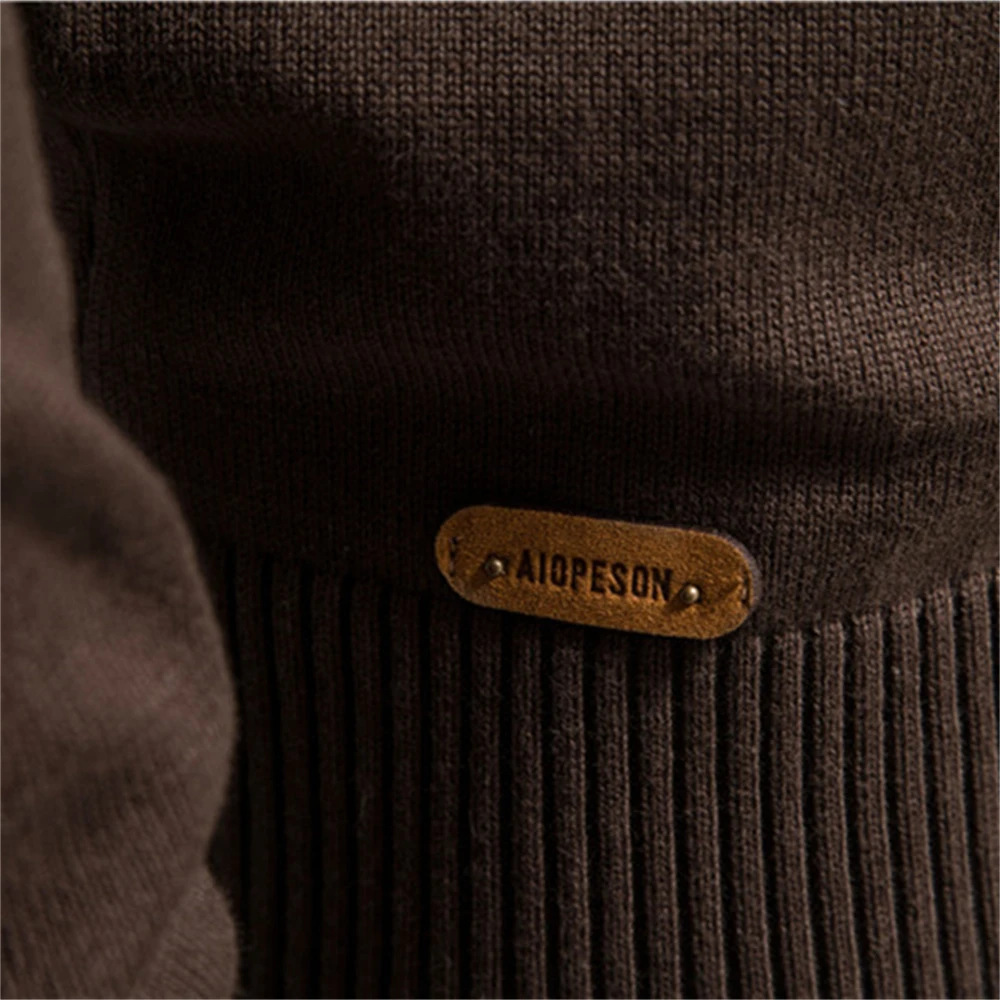 2023 ใหม่ฤดูใบไม้ร่วงและฤดูหนาว 100% Cotton Mens Zipperเสื้อสเวตเตอร์ถักลําลองPatchworkแฟชั่นเยาวชนถักเสื้อกันหนาวสําหรับชาย