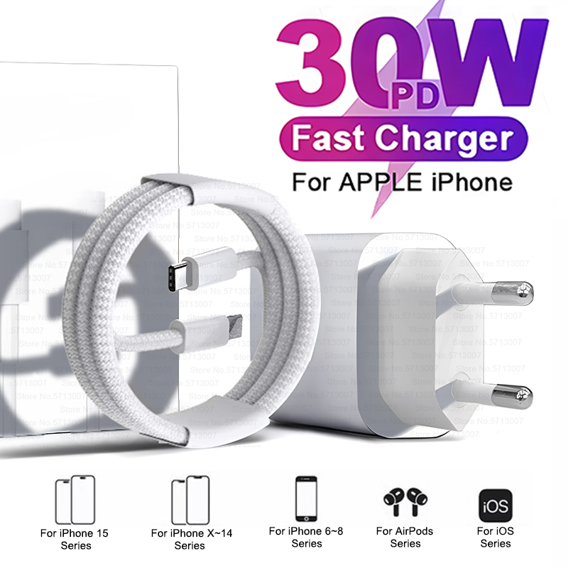 Für Apple 30W PD Schnelle Ladegerät Für iPhone 16 15 14 13 12 11 Pro Max Plus USB C Ladegerät Typ C Kabel Schnelle Lade Telefon Zubehör