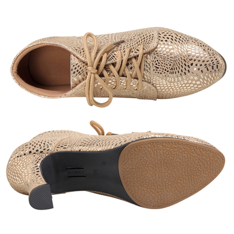 Vũ Điệu Latin Giày Nữ Salsa Tango Phòng Khiêu Vũ Đảng Nhảy Múa Giày Da Vàng Nữ Cao Gót Bít Mũi Giày Jazz Giày