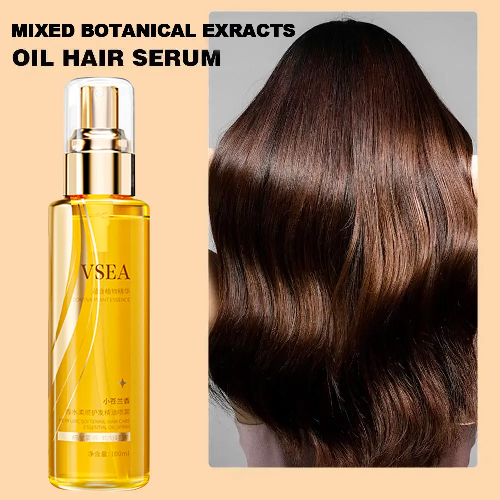 Soro leve da névoa do óleo do cabelo, tratamento do cabelo dos extratos botânicos para pontas divididas, frizz & flyaways, reparação nutritiva, brilho brilhante