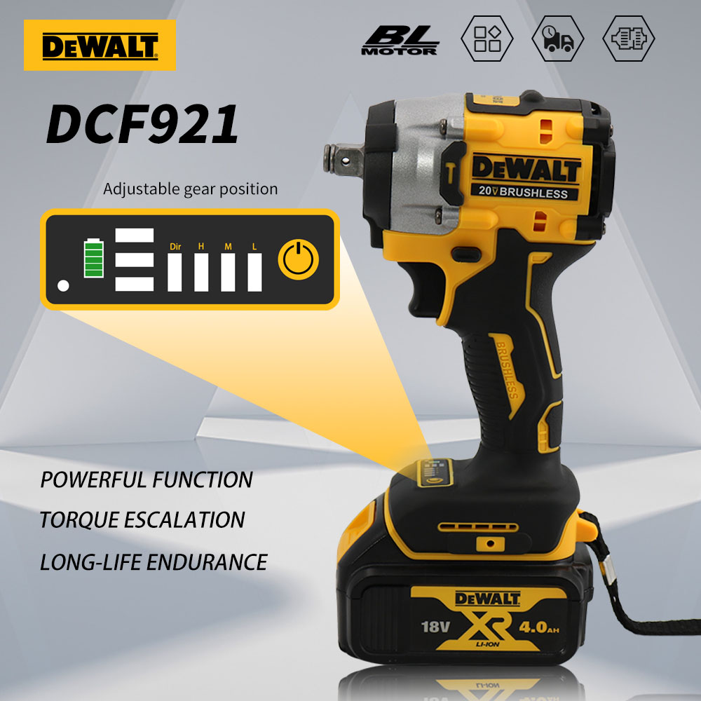 DEWALT DCF921 ATOMIC 20V MAX Chave sem fio 1/2 em chave de impacto sem fio Chave de carregamento de velocidade variável DCF921N com bateria