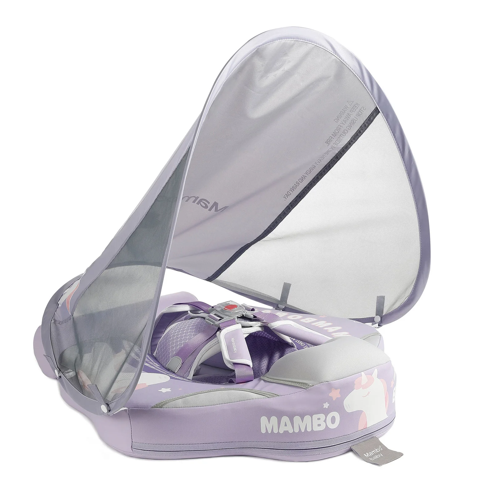 Mambobaby Baby-Schwimmschwimmer, nicht aufblasbarer Baby-Schwimmschwimmring, wasserdichter Schwimmtrainer, Poolschwimmer mit Sonnendach für 3–24