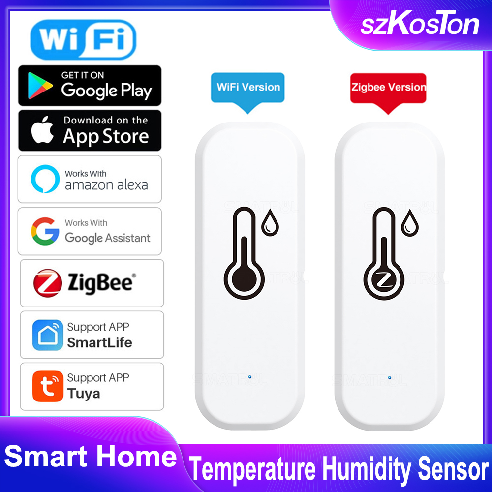 Tuya ZigBee Wi-Fi датчик температуры и влажности Smart Life удаленный монитор умный дом Крытый гигрометр работает с Alexa Google