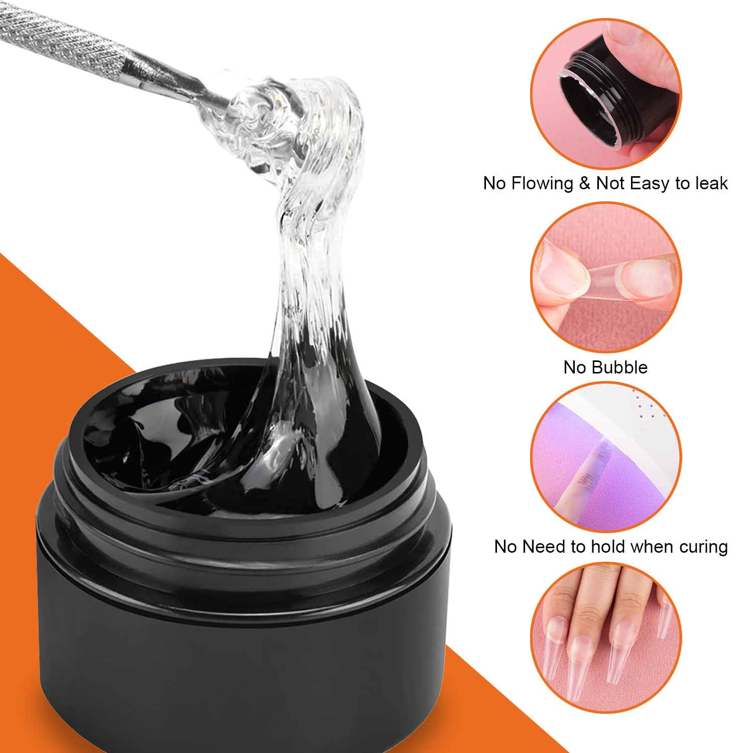 TWOING 8g Multifunctional Solid Nail Tips Gel - Non-Stick Hand Nail Gel Rhinestone Gel For DIY Manicure At Home Long Lasting