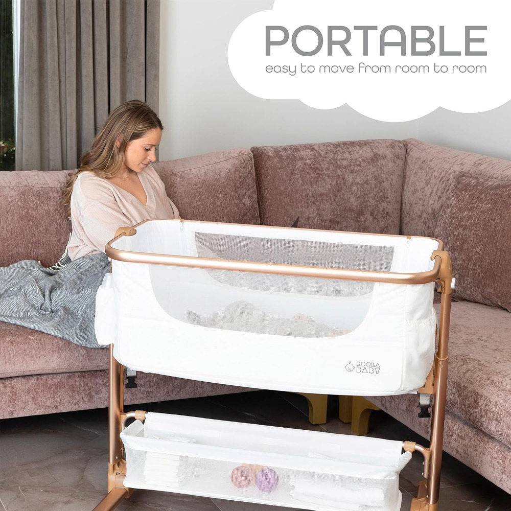 Baby Bassinet, Bedside Sleeper for Baby, Easy Folding Portable Crib with Storage Basket for Newborn, Bedside Bassinet,