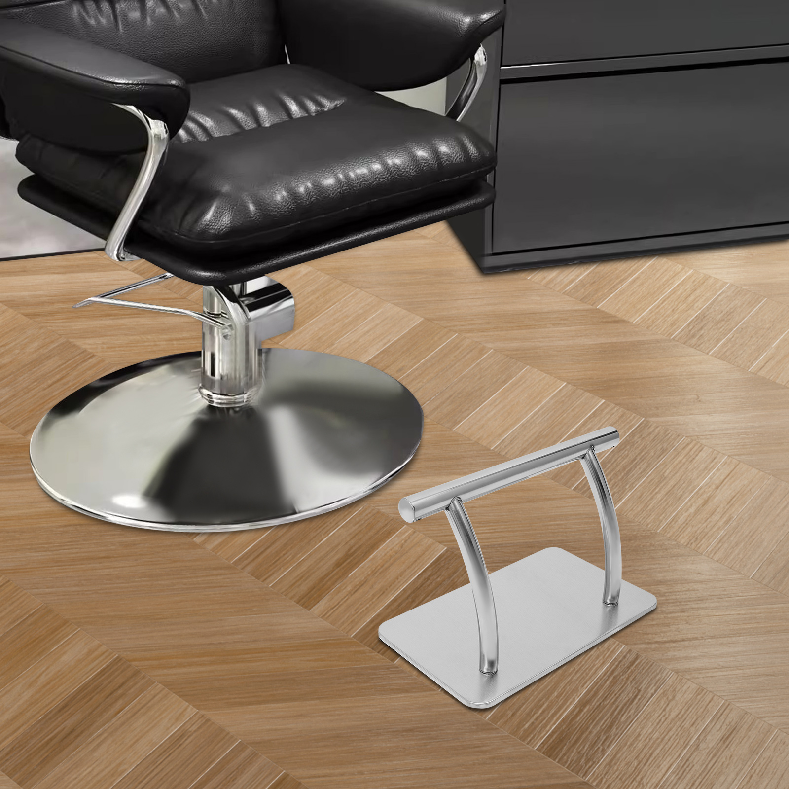 Chaise de barbier en acier inoxydable, repose-pieds pour salon de coiffure, support de pied, accessoires pour magasin de tatouage