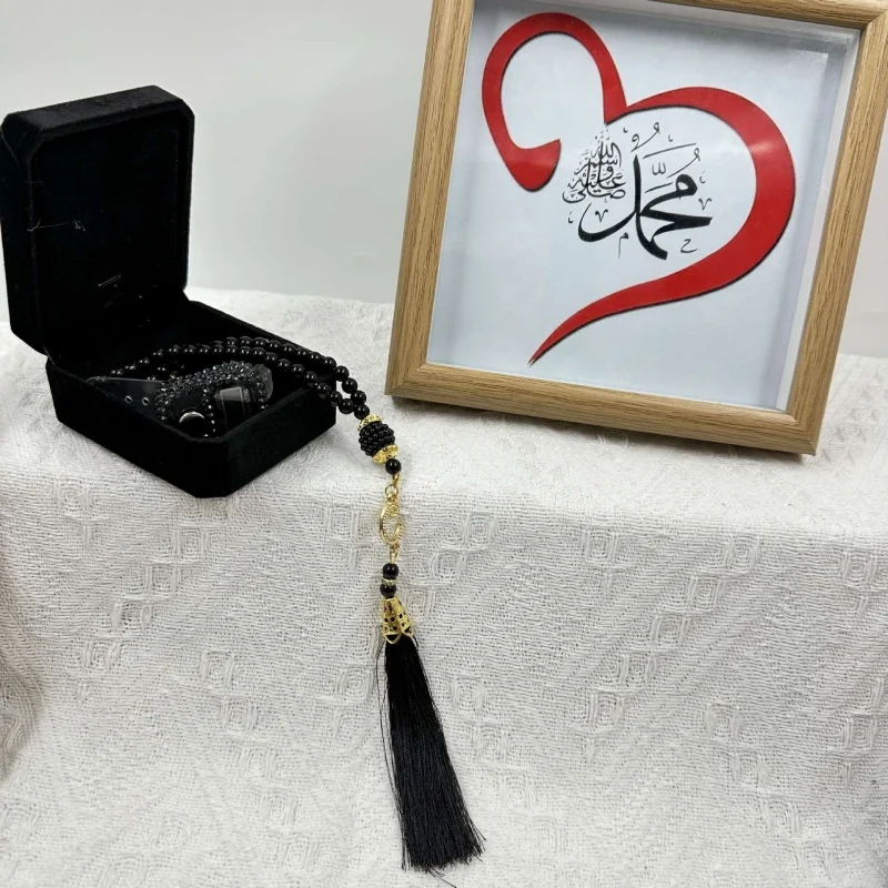 99 contas de oração pulseira conjunto com caixa de presente e contador de dedo reajustável nova imitação de pérola pulseira de oração presente do ramadan