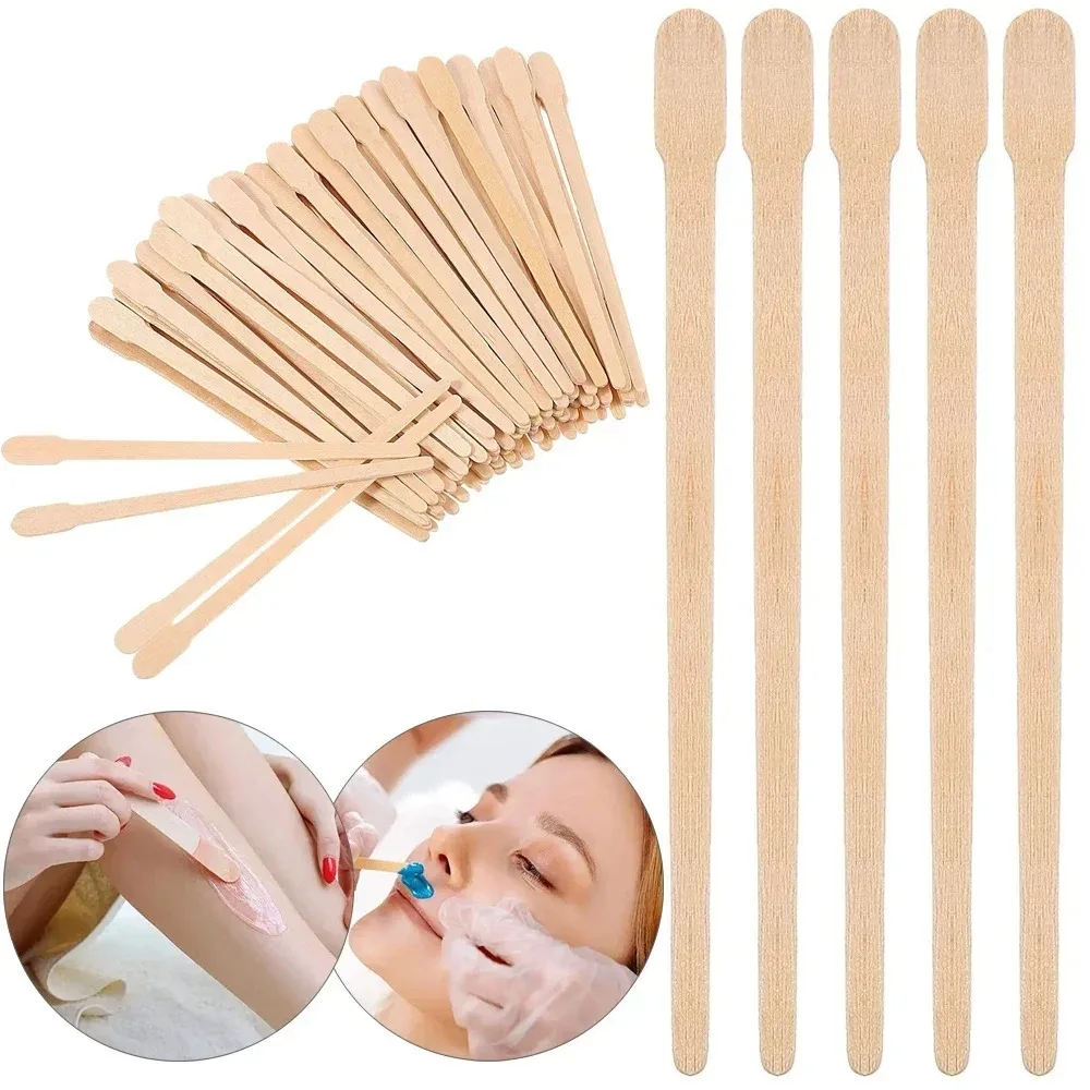 100PCS Donna Bastone per depilazione in legno Spatola per depilazione usa e getta Bastoncini per cera Legno Viso Sopracciglia Spatola per ceretta Strumento di bellezza