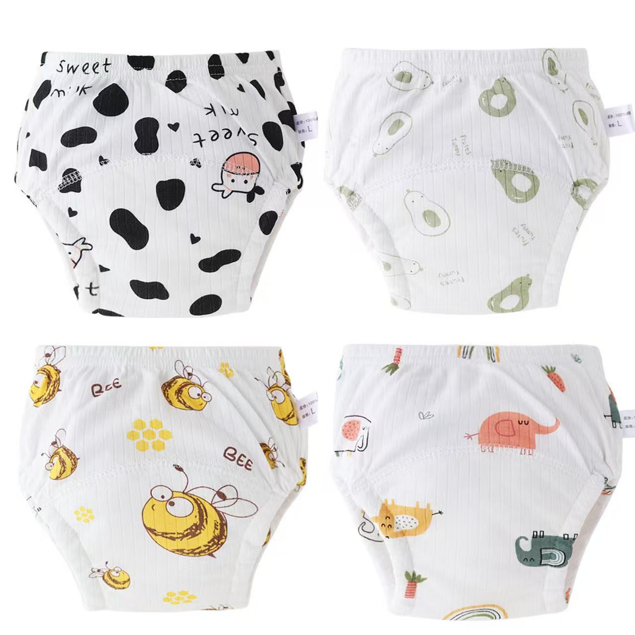 4 pçs algodão respirável novo reutilizável lavável bebê potty calças de treinamento infantil todder bonito roupa interior cuecas macias para meninos meninas