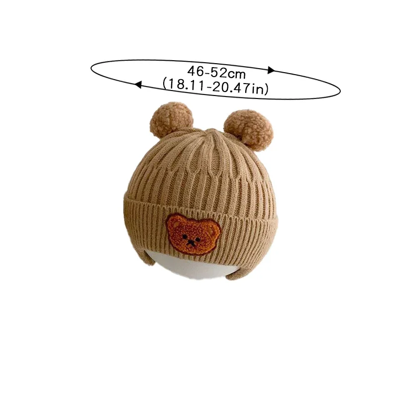 Chapéu de lã do bebê bonito urso proteção de orelha chapéu crianças inverno engrossado quente malha versão coreana do chapéu do bebê