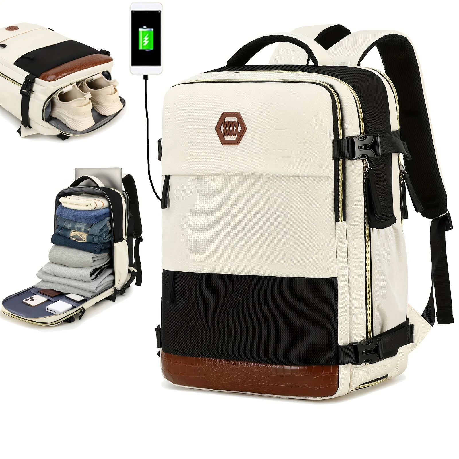 Men's Travel Backpack, Waterproof Computer Backpack, with Shoe Compartment, Computer Carry-on Backpack