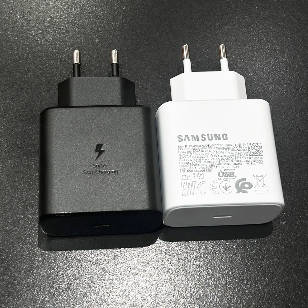 Samsung 45W PD Charger Super Fast Charging For Galaxy S25 Ultra Plus FE S24 S23 S22 A56 A55 A36 A17 EU Adapter 5A Type C Cable