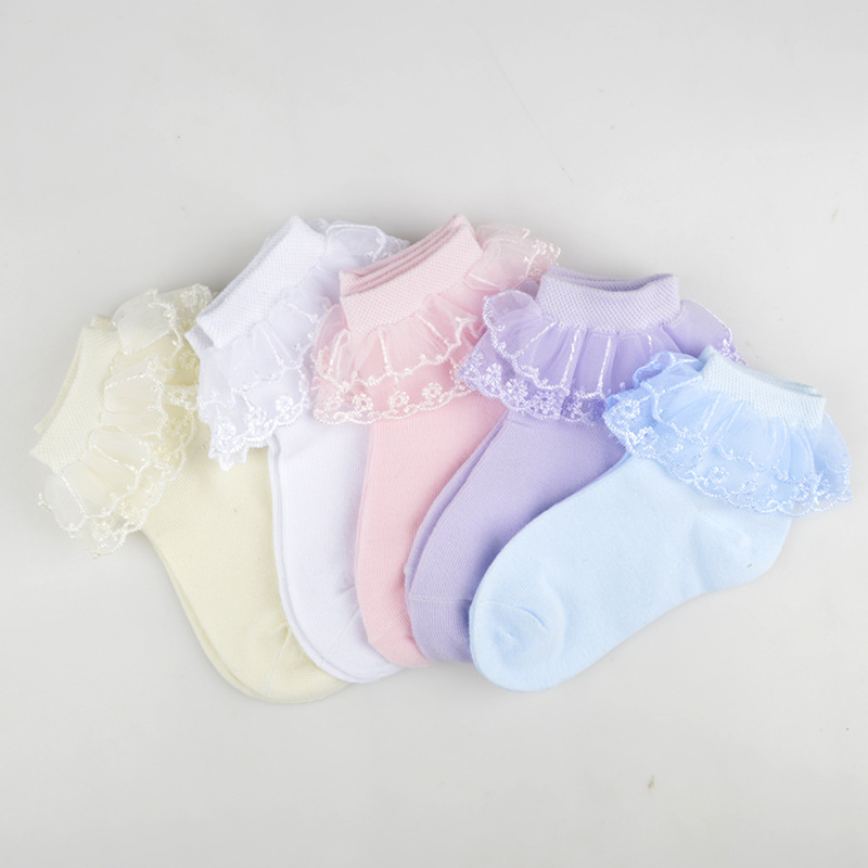 3 pares de calcetines transpirables de malla de princesa con volantes de encaje de algodón calcetines cortos hasta el tobillo para niños blanco rosa azul bebés niñas niños pequeños