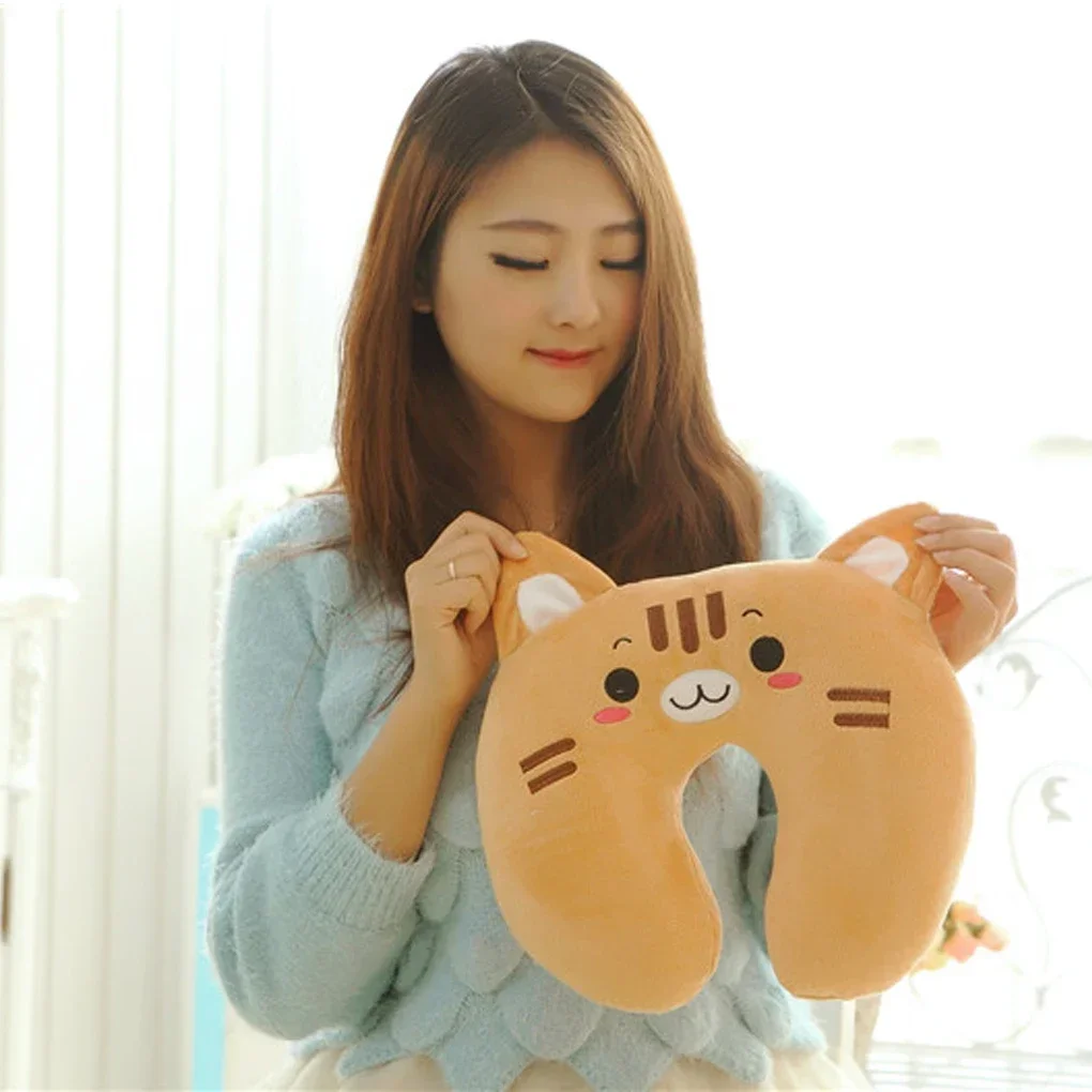 Soft U-Shaped Plush Sleep คอหมอนสํานักงานเบาะน่ารักน่ารักหมอนท่องเที่ยวสําหรับเด็ก/ผู้ใหญ่