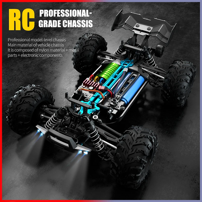 RC รถ Off Road 4x4 ความเร็วสูง 70 กม./ชม.รีโมทคอนโทรลรถ LED ไฟหน้า Brushless 4WD 1/16 รถบรรทุกมอนสเตอร์ของเล่นสําหรับของขวัญเด็ก