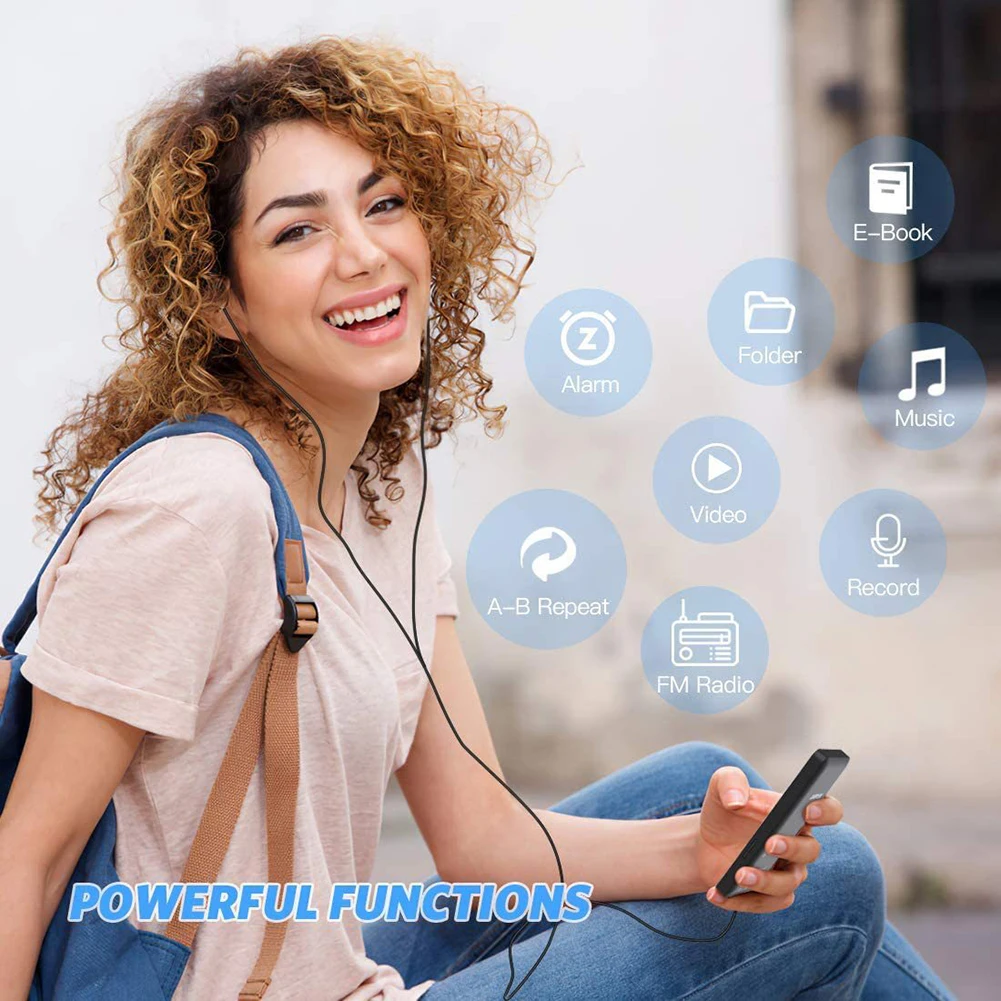 MP3 Player 1.8 in Screen Music Stereo Player Bluetooth-Compatible5.4 Built-in Speaker Support FM Radio E-Book Recording for Kids