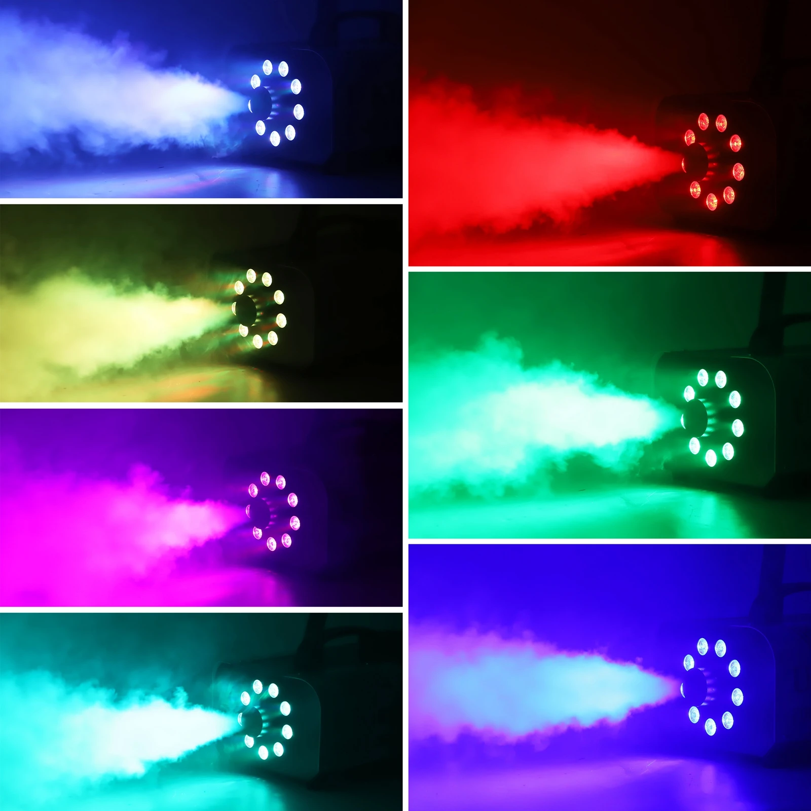 Fieryzeal 1200W 9 LEDs Smoke Machine RGB Fog Ejector Stage Effect Fogger Spray Equipment Fog Machine