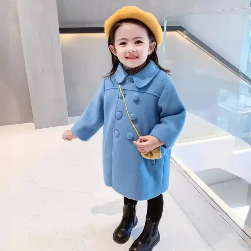 สาวฤดูหนาวยาวแฟชั่นผ้าฝ้ายเสื้อ 2024 เด็กสาวเกาหลีสไตล์หนา Double-breasted Coat เด็กเสื้อแจ็คเก็ตอุ่น