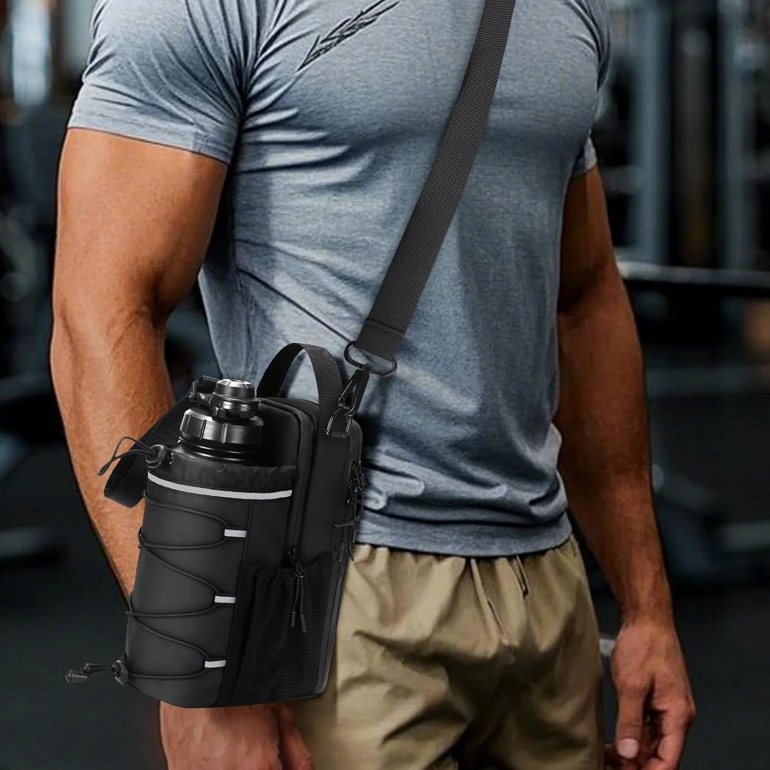 Bolsa de ginástica magnética para homens e mulheres – garrafa tipo estilingue com fixação magnética |   Suporte para garrafa de água, bolsa de ginástica, bolsa crossbody para T