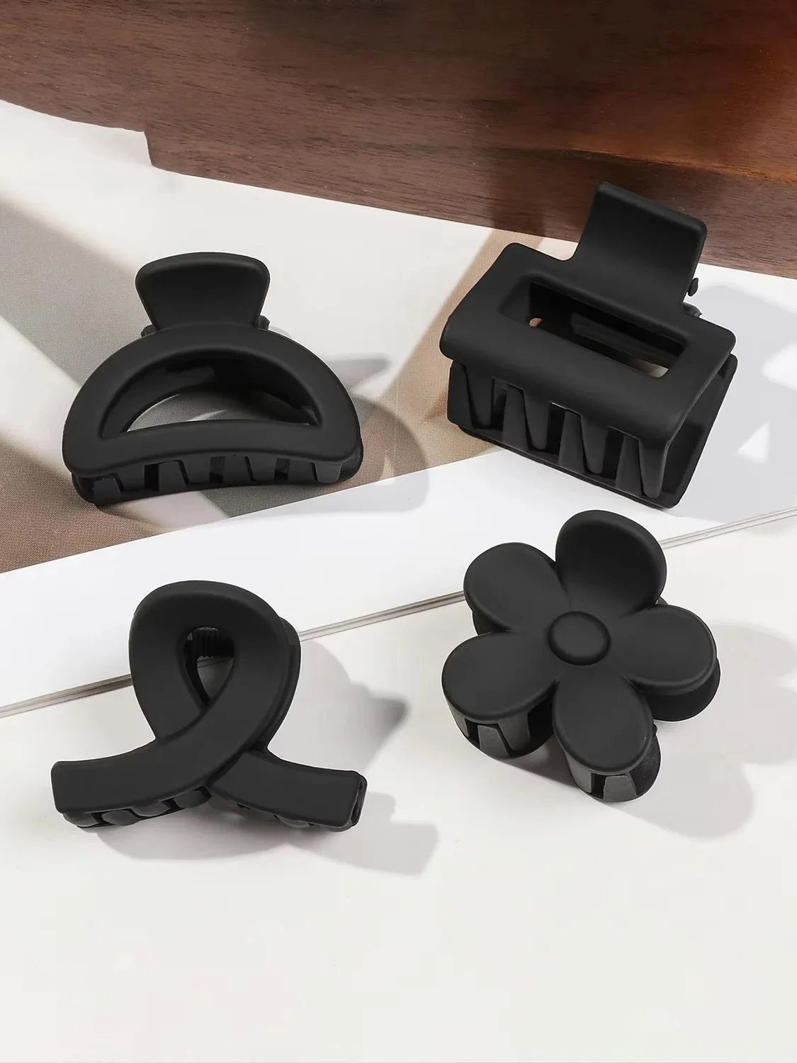 4/5 Uds. Pinzas en forma de garra para el pelo de mandíbula rectangular mate con flor pequeña para mujeres y niñas pasadores semicirculares para cabello fino