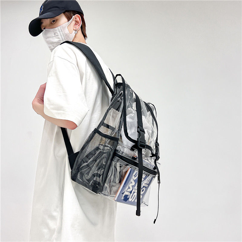 Verão versão coreana simples pvc flip transparente campus mochila moda na moda meninos e meninas mochila à prova dwaterproof água