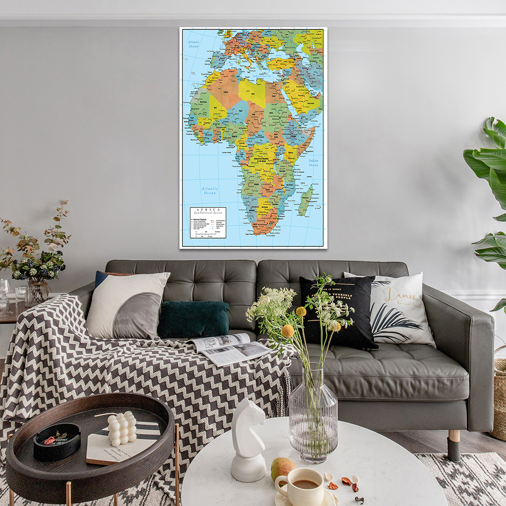 装飾的なアフリカの地図キャンバス絵画,壁の写真,不織布,アートポスター,学用品,オフィス,家の装飾,150x225cm
