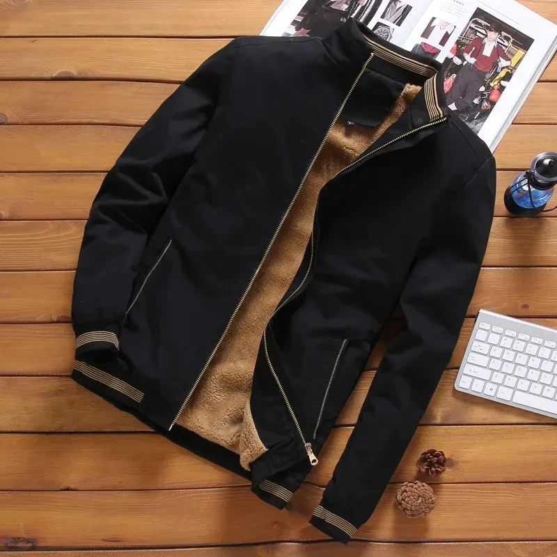 Outono e inverno masculino tendência casual moda quente engrossado à prova de frio tamanho grande zíper acolchoado jaqueta de beisebol