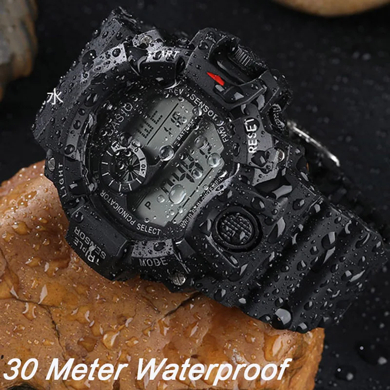 Reloj YIKAZE Y73 para hombre, reloj de pulsera electrónico deportivo Digital, reloj deportivo multifuncional resistente al agua con alarma luminosa para hombre