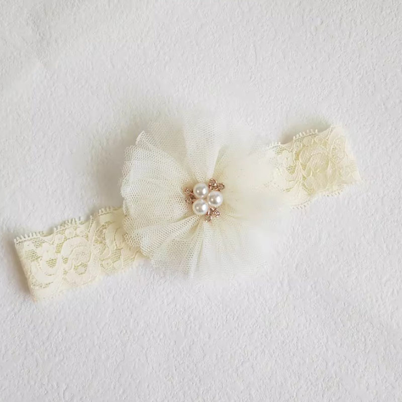 Conjunto de calcetines con diadema para bebé con lazos de perlas, calcetín de algodón antideslizante, banda para el pelo de encaje con flores para recién nacido, turbante, accesorios para el cabello para niña