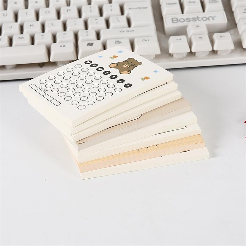 작은 휴대용 메모장, 귀여운 곰 메모장, 메모 스티커, 메시지 북, 스티커 메모지 문구, 책당 50 매