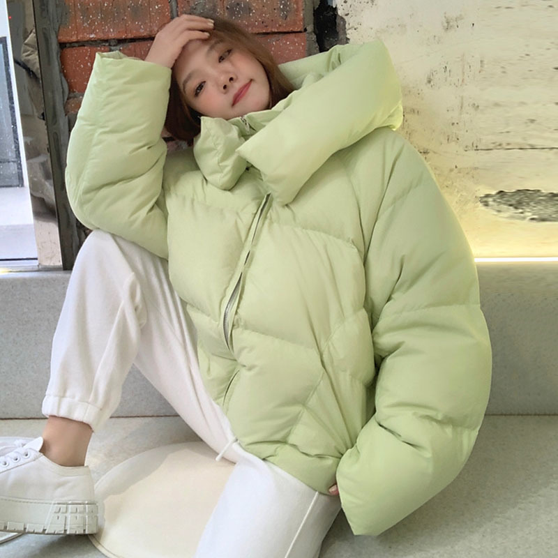 Chaqueta de invierno de gran tamaño para mujer, Parkas cortas con capucha, Parkas informales de Color sólido, abrigos acolchados de algodón cálidos y gruesos para mujer